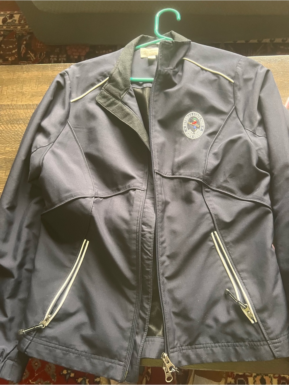 Cutter & Buck black Jacket with Cream Piping Bethel Page black course logo P/S
